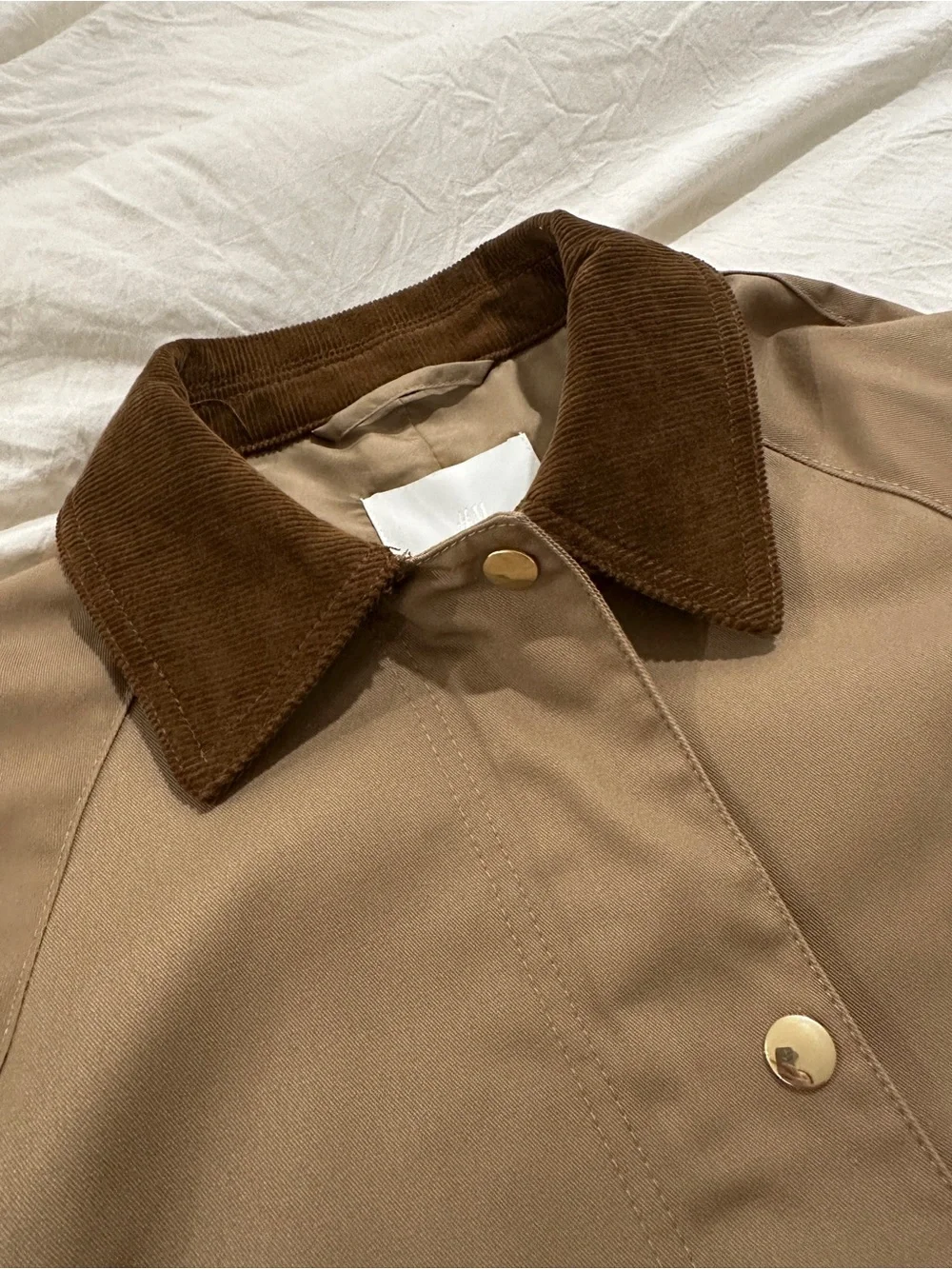 Classic Brown Utility Jacket with Contrast Corduroy Collar - Picture 3 of 6